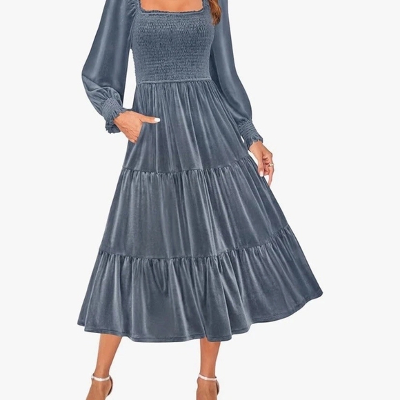 ZESICA Dresses & Skirts - Chic Long Sleeve Blue Dress